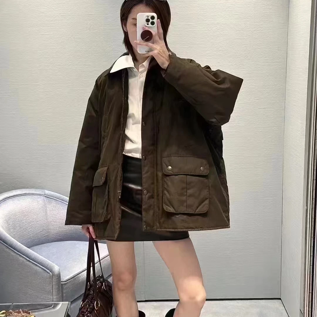 全新未使用 MIU MIU/缪缪 蜡染帆布束腰夹克/公价41200/38码