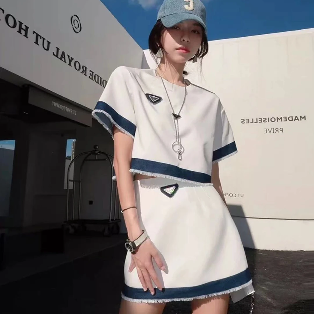 未使用 Prada/普拉达 徽标Logo流苏短款短袖T恤