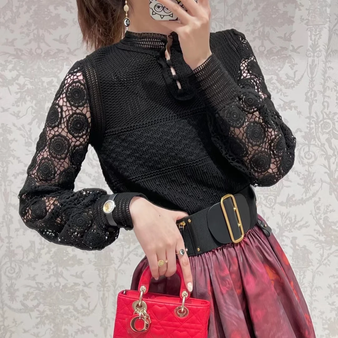 全新未使用 DIOR/迪奥 钩编效果针织衫/公价25000/FR-36码