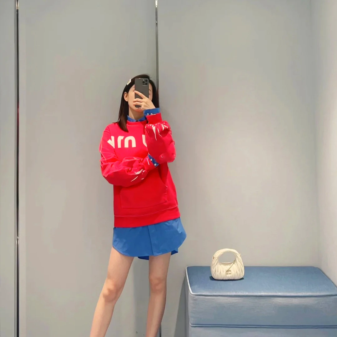 全新未使用 Miu Miu/徽标印花休闲卫衣/S