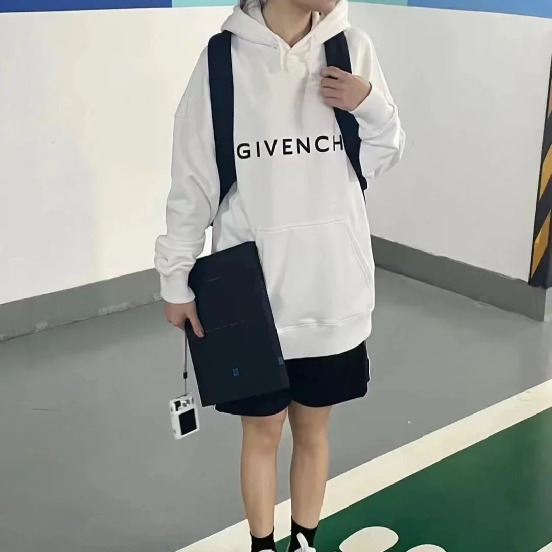 全新未使用 Givenchy/纪梵希 字母徽标连帽长袖卫衣/XL码