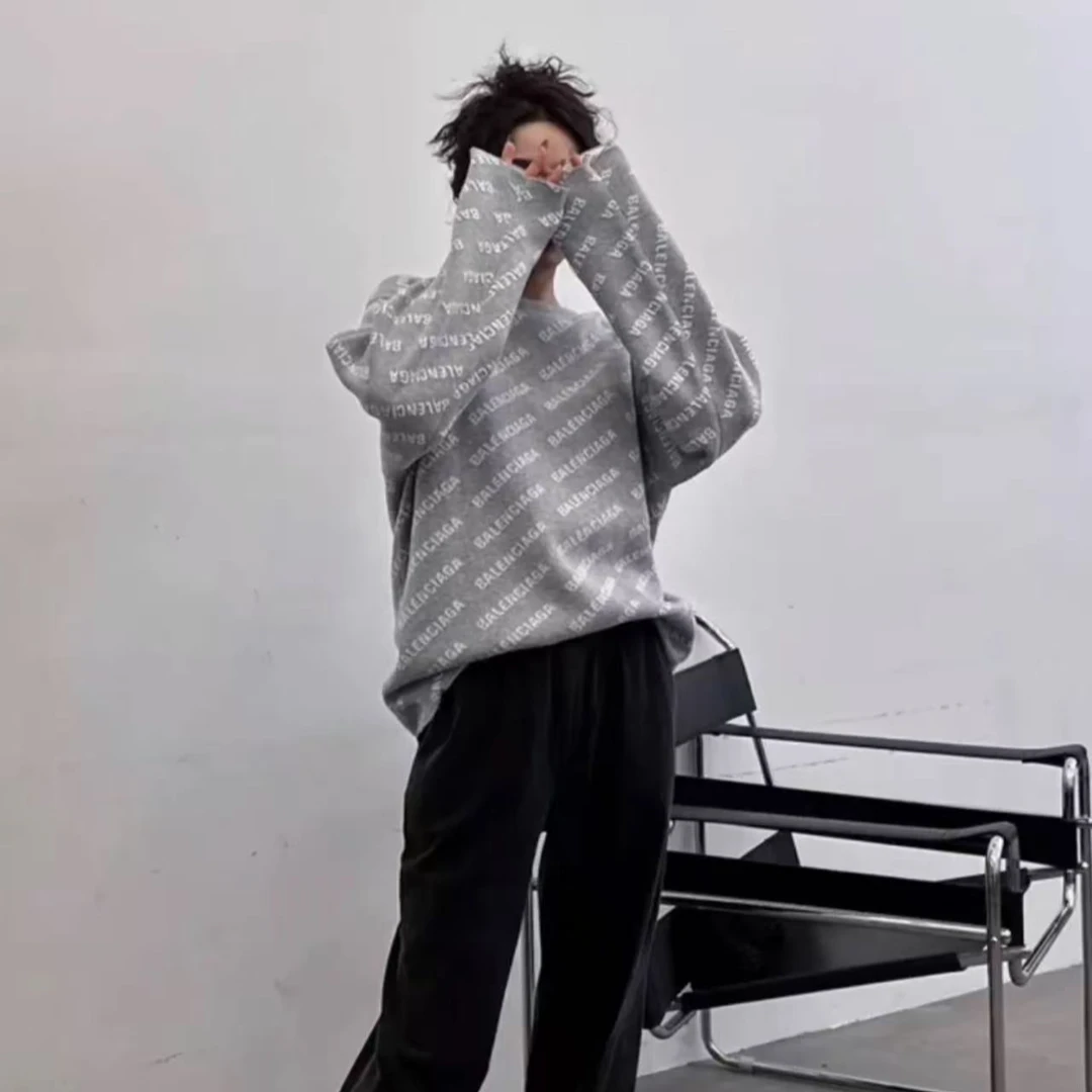 全新未使用 Balenciaga/巴黎世家 /Logo字母嵌花毛衣