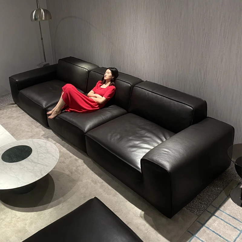 GUCHI夏图大黑牛沙发意式极简大小户型网红直排3.0全青皮家用别墅