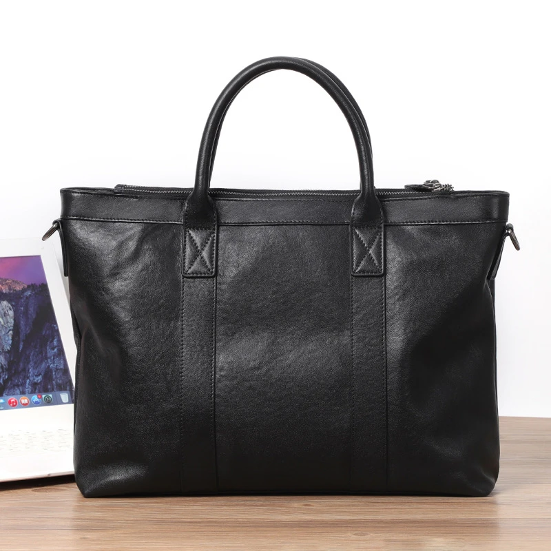 新款男士真皮公文包男商务手提包单肩包斜挎包头层牛皮男包多隔层