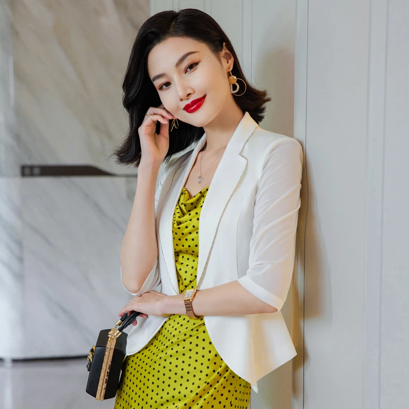 【夏萌】时尚气质高档小西装外套女夏季新款七分袖短款西服韩版