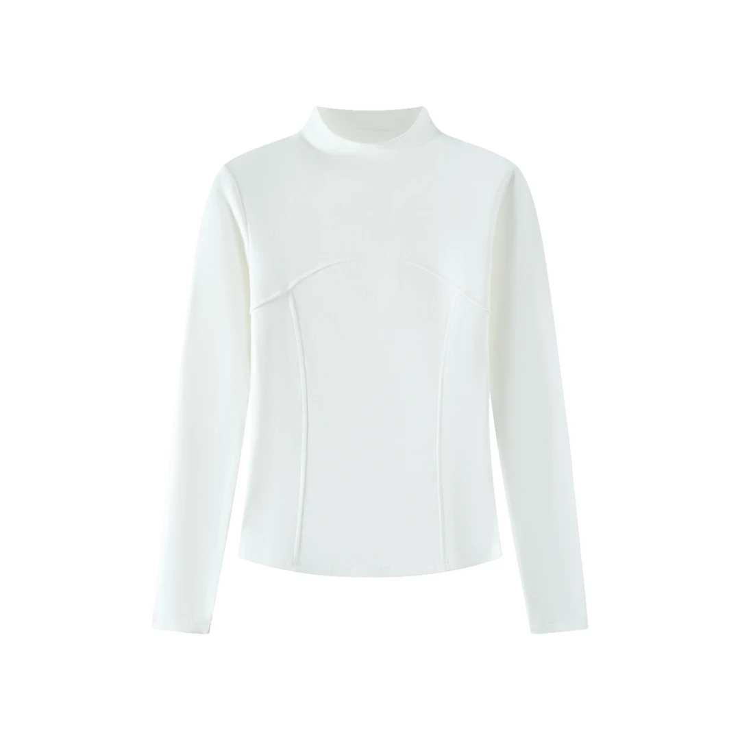 花晨依露【品牌】24118中高领显瘦百搭舒适休闲打底简约时尚长袖