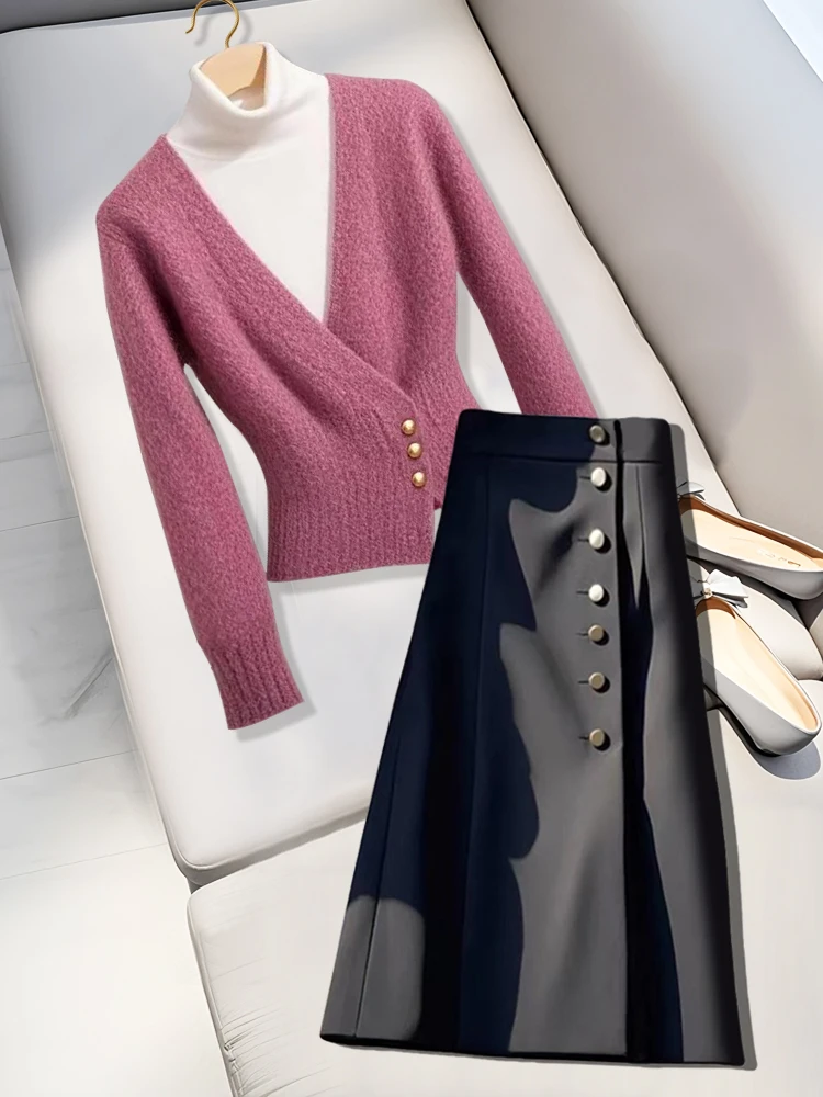 今年流行两件套装裙针织毛衣半身裙一整套初冬穿搭休闲松弛感洋气