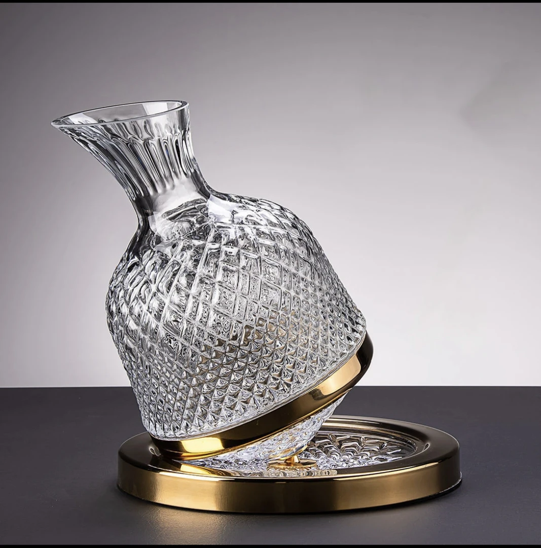 金色不倒翁醒快速醒酒器家用旋转水晶玻璃陀螺醒酒器高档醒酒神器