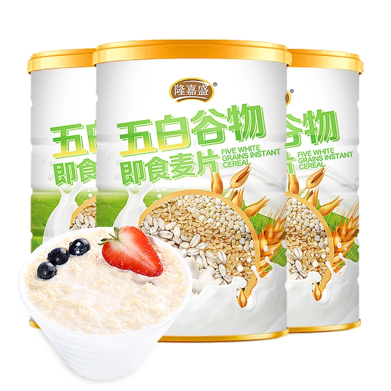 隆嘉盛五白谷物即食麦片营养饱腹膳食纤维代餐早餐冲饮即食