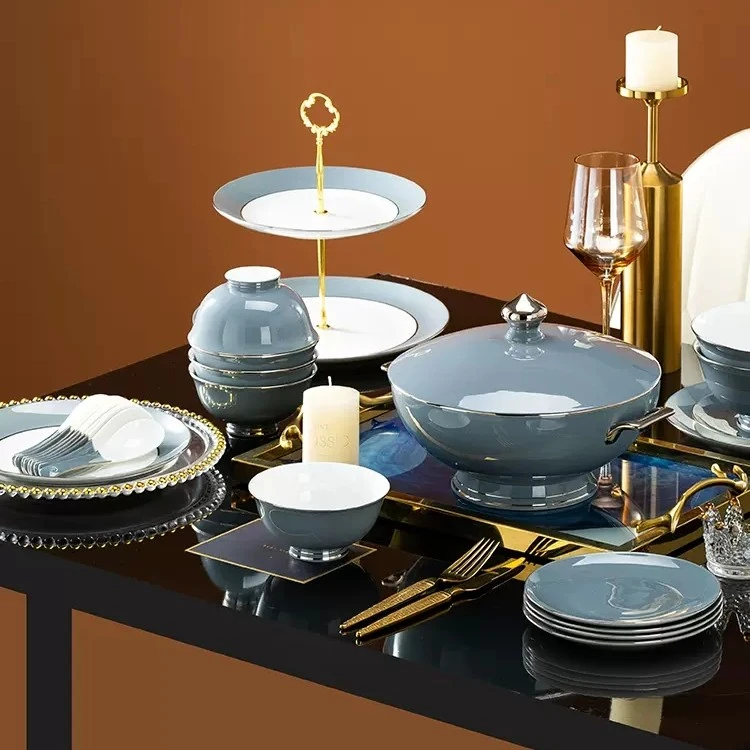 【省钱风餐具】暖沙灰72件骨瓷景德镇高颜值餐具家用送礼碗碟套装