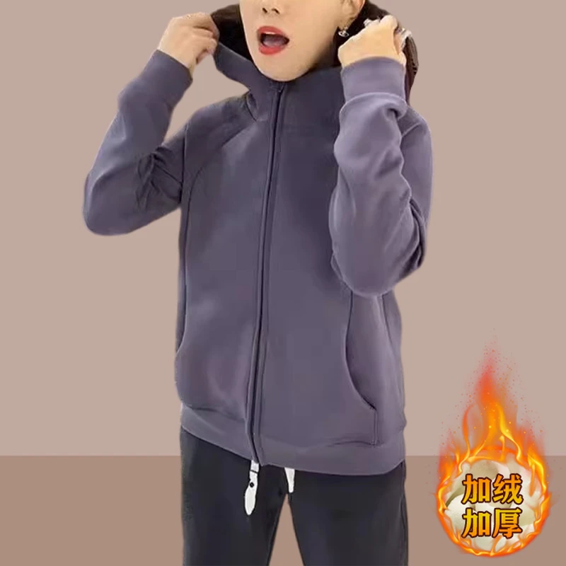 秋冬加绒加厚时尚连帽外套女士2025新款宽松遮肉运动休闲百搭上衣