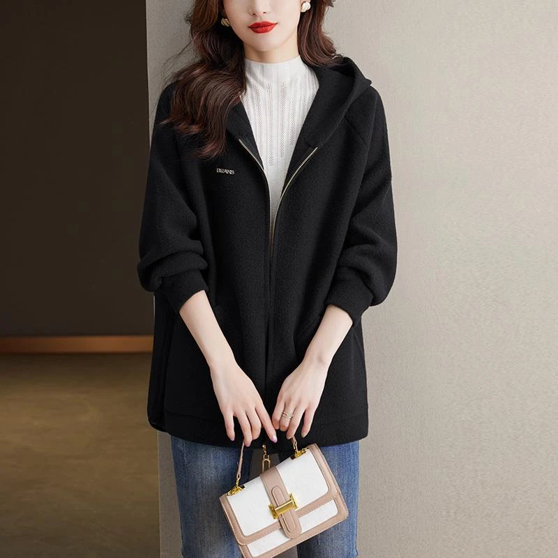 连帽外套女士早春宽松休闲毛衣开衫春装2024新款今年流行爆款女装
