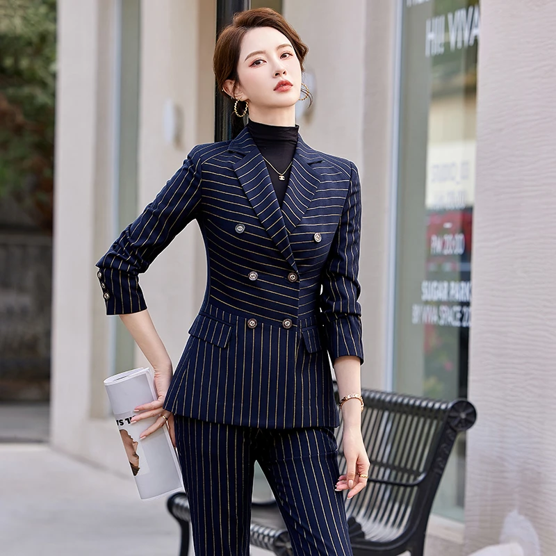 2024新款金条时尚气质套装女正装西服高级感美容院套装高端西装