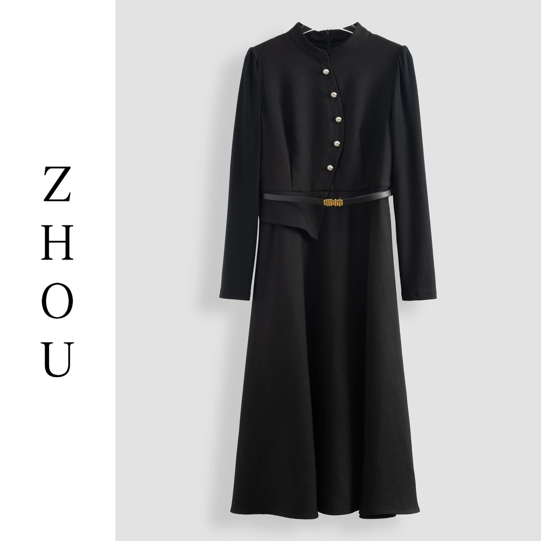 黑色高级感气质打底连衣裙-18861