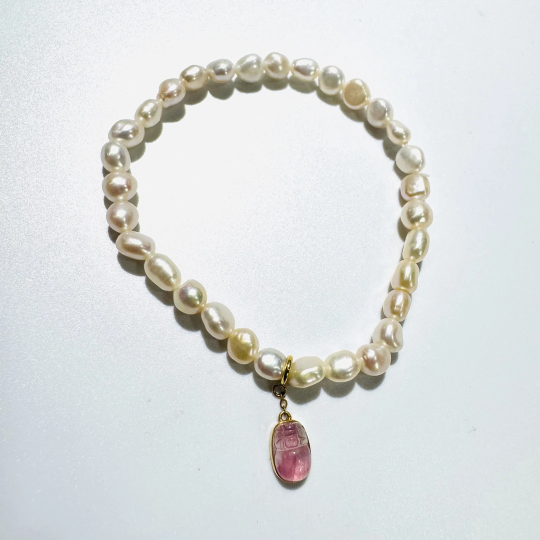 18k金碧玺➕淡水珍珠手串/2334