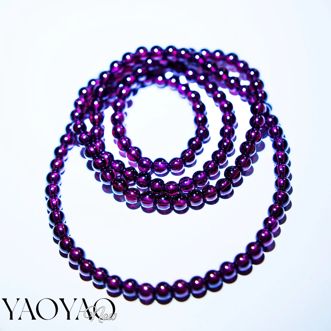 天然石榴石三圈紫牙乌（4mm左右）/666