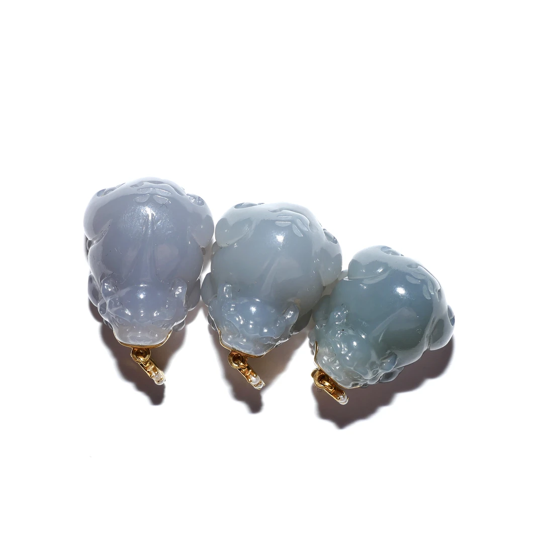 18k金天然和田玉貔貅吊坠/多样性发一「2266」