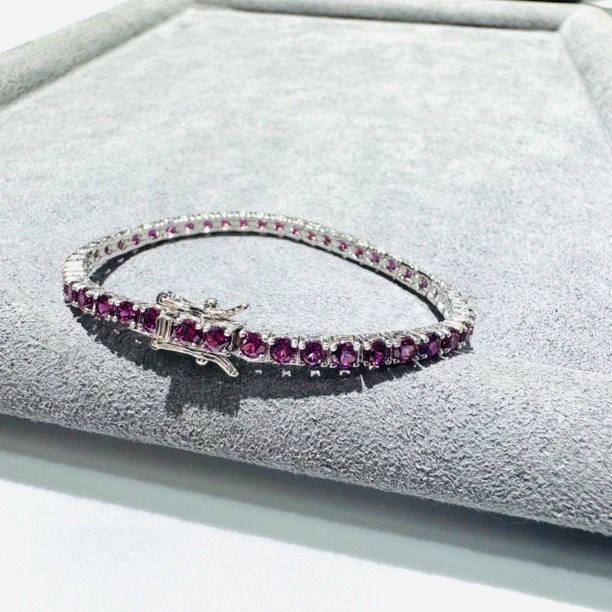 天然石榴石手链/通体s925银/2354