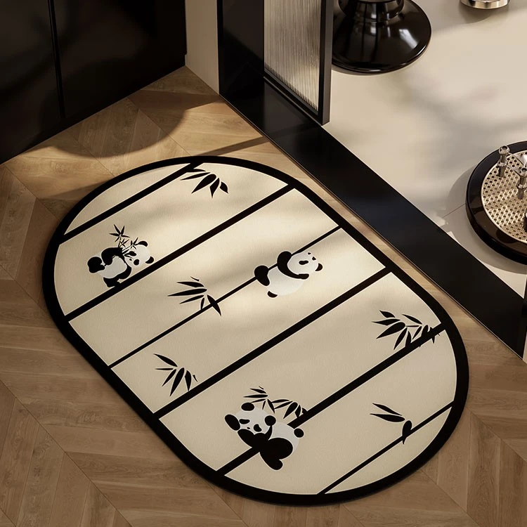 熊猫氛围感浴室地垫软硅藻泥吸水垫ins风 家用厕所卫生间门口脚垫