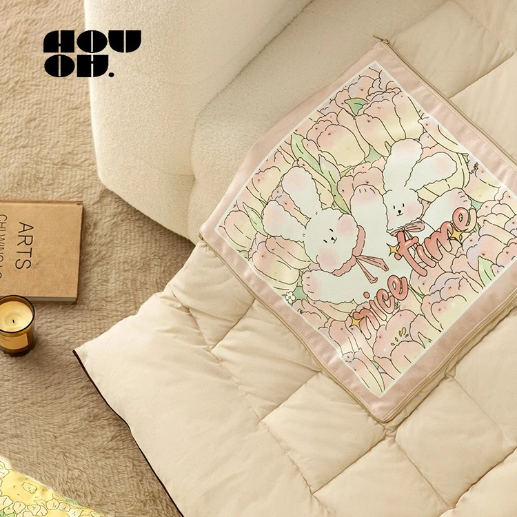 抱枕被子二合一车载抱枕可爱动物布艺兔子家用沙发抱枕被靠枕两用