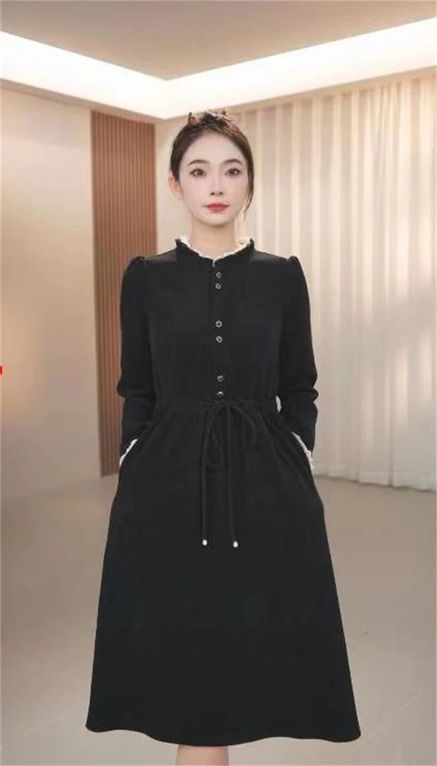 PT105秋季修身气质连衣裙女2023秋冬新款长袖时尚显瘦收腰裙子