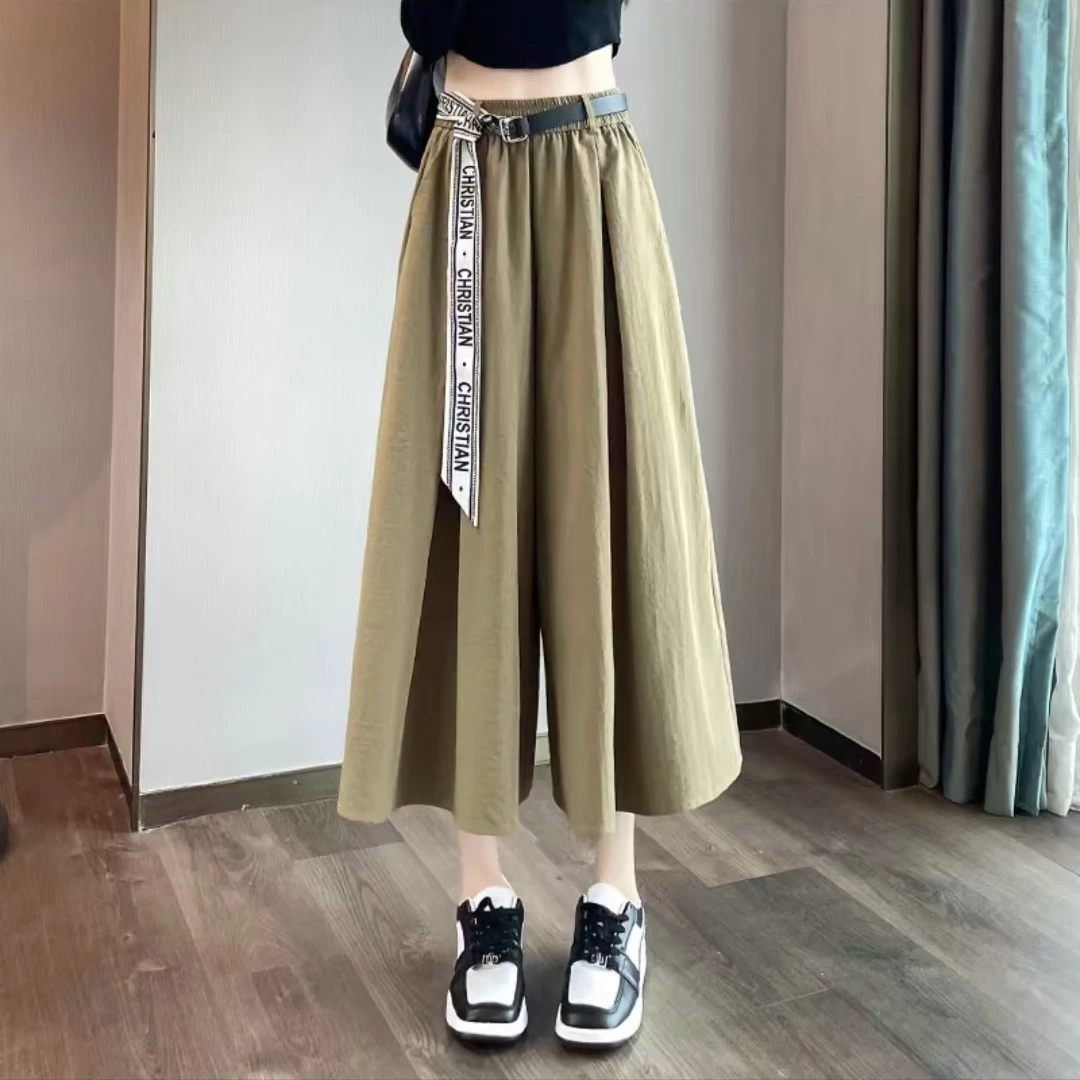 阔腿裙裤女夏季薄款2025新款高腰垂感小个子显瘦八分裤裙16850