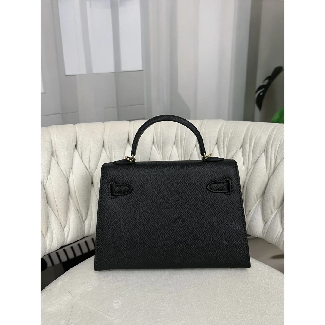 姝宴真皮女包19cm黑色