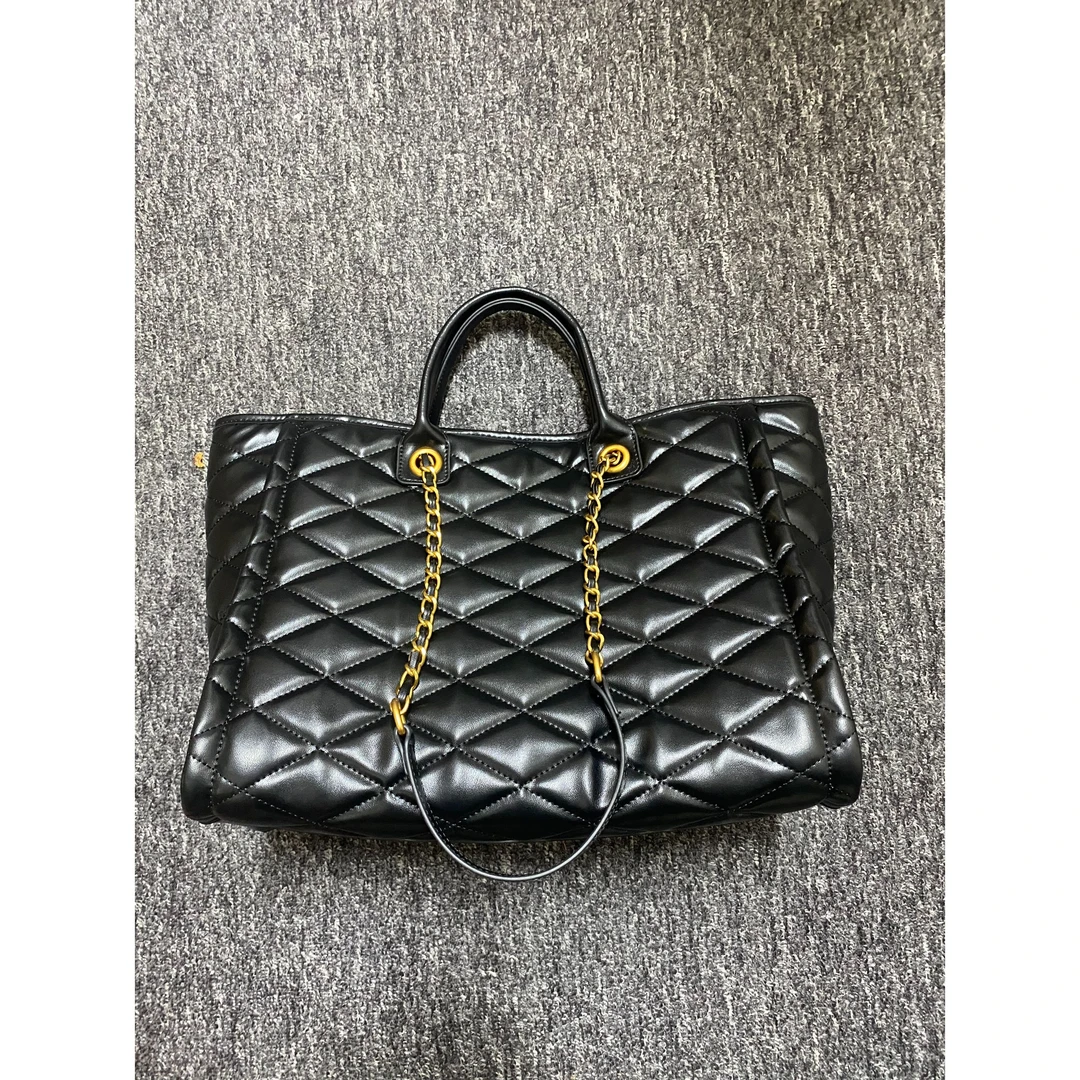 姝宴真皮女包大购物袋黑色