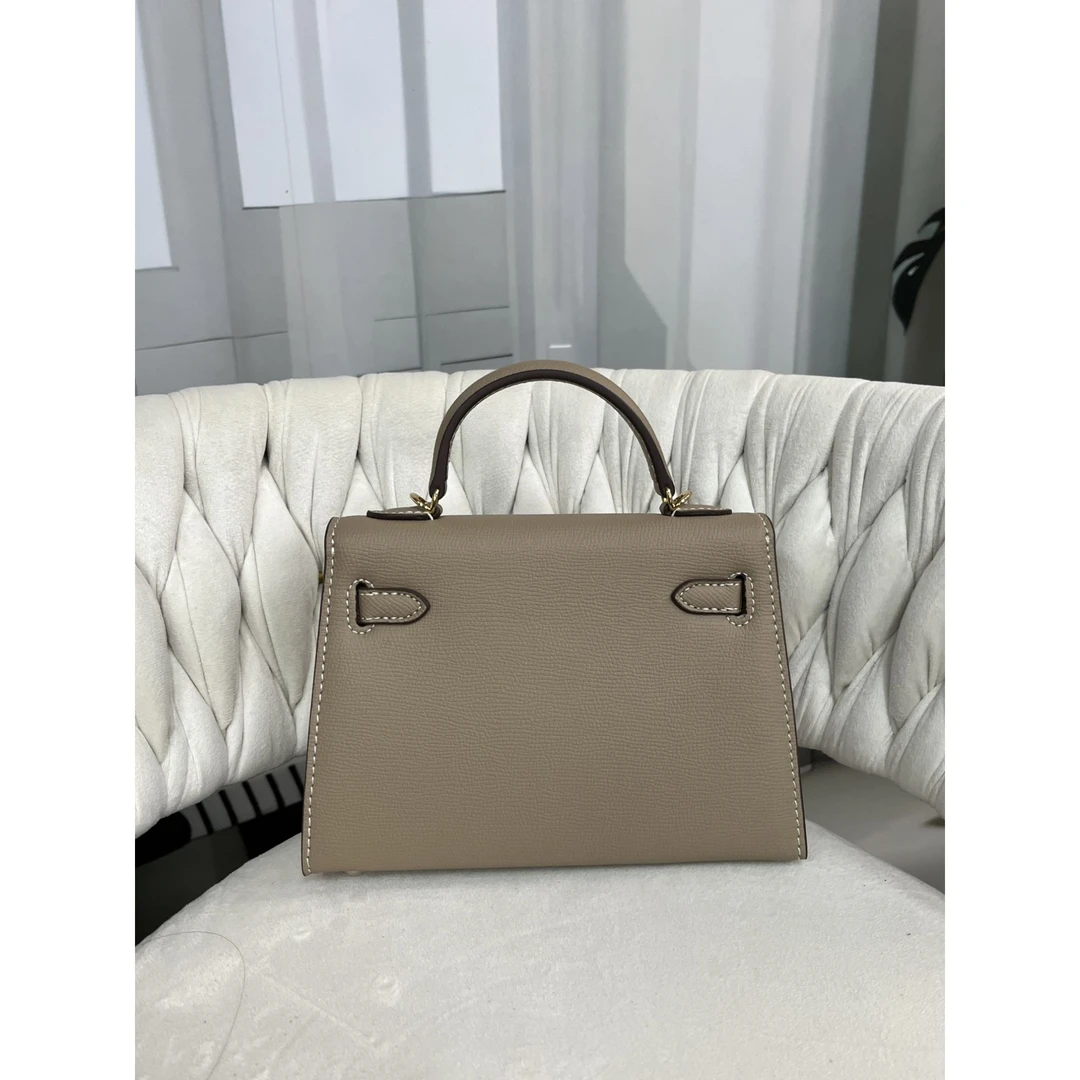 姝宴真皮女包19cm大象灰色