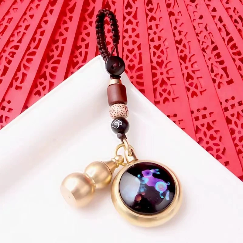 黄铜十二生肖夜光随身创意手工汽车复古挂件保护配饰钥匙扣挂件