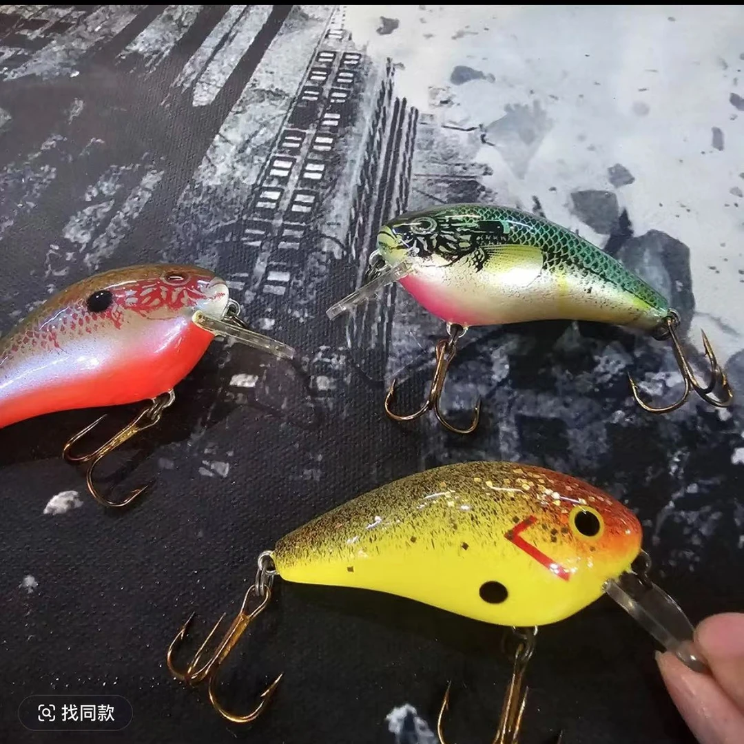BIG O 70年代初设计的巴尔衫木材质方舌Crank摇滚小胖路亚饵 鲈钓
