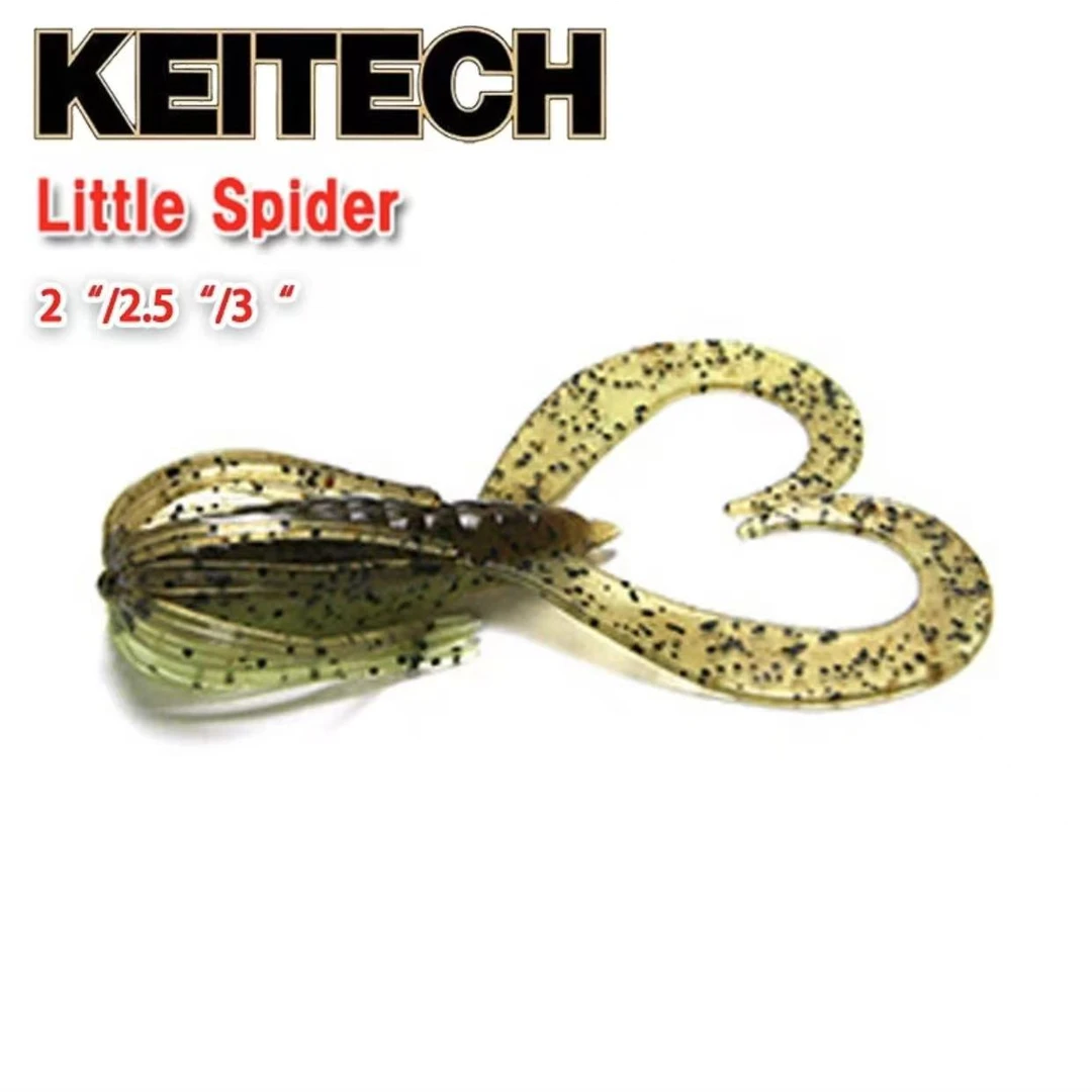 日本KEITECH Little Spider 2/3/3.5寸K牌进口路亚软饵双尾菊花头