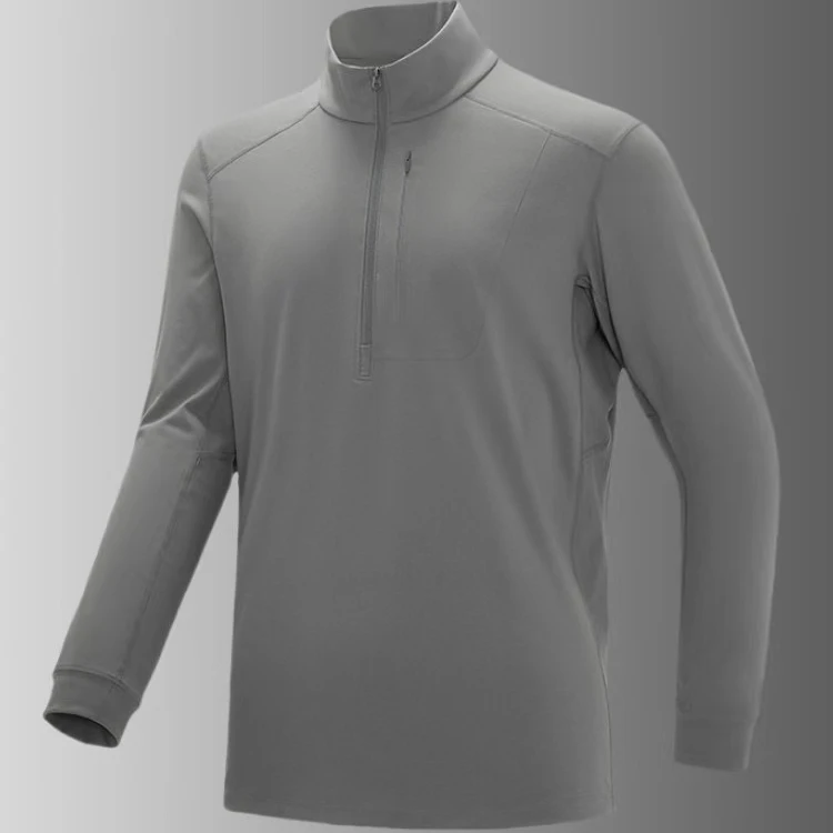 户外运动保暖长T长袖休闲立领秋冬弹力半拉链舒适男士