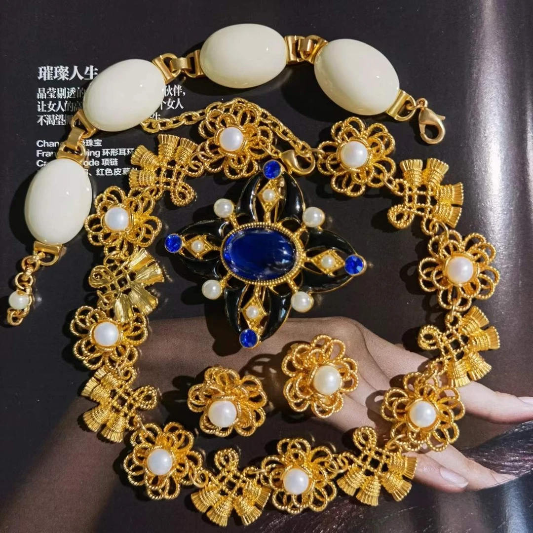 合金玻璃耳饰 合金亚克力复古耳环项链手链手镯