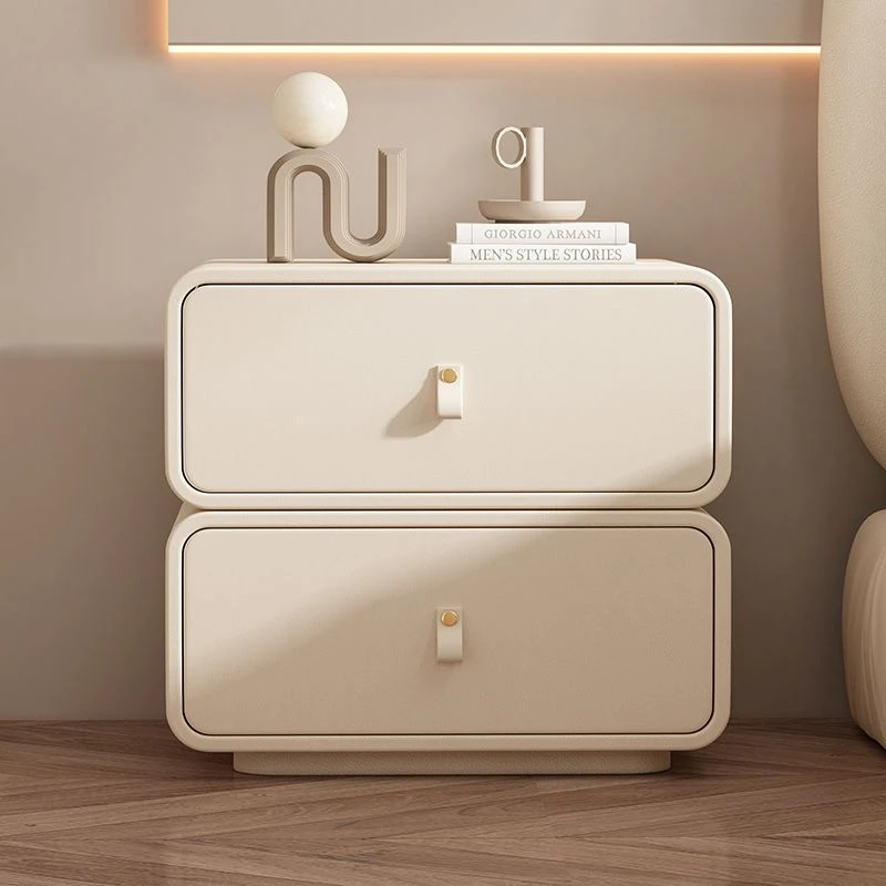 床头柜轻奢床边柜皮质免安装白色卧室客厅主卧室家用简易超窄