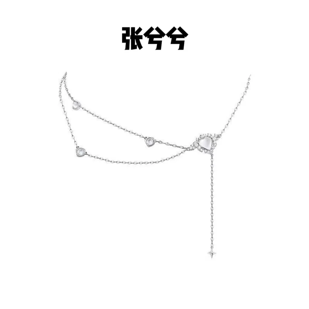 不锈钢琉璃项链 爱心设计款-流苏项链坠链小众轻奢