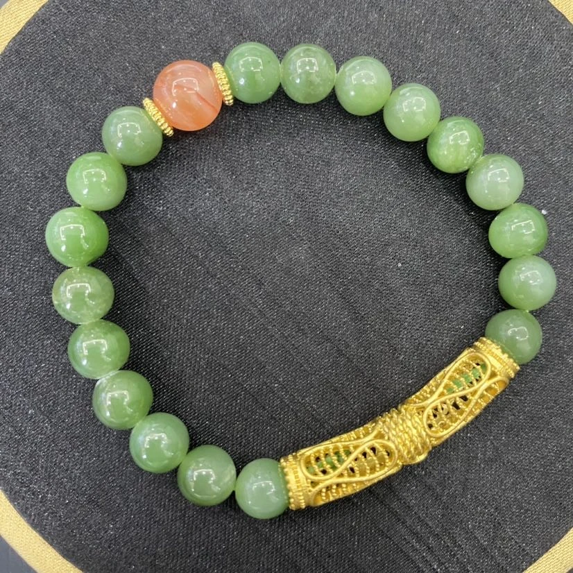 和田玉微黑的碧玉手串8mm-101750