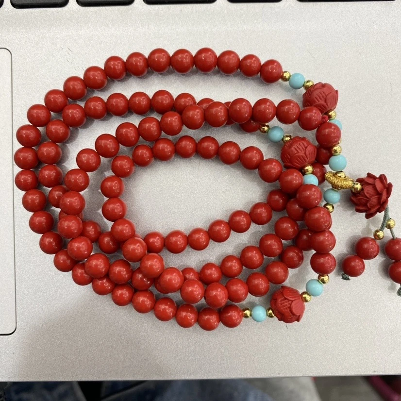 含辰砂工艺品朱砂长串高含莲花设计款-125070