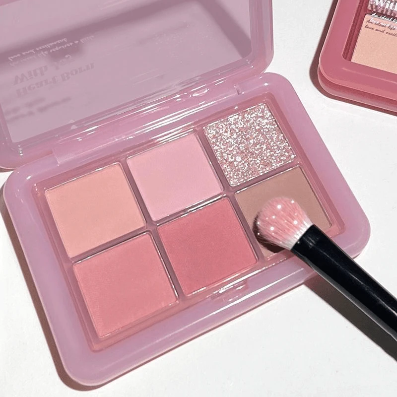 低饱和乌木玫瑰!小粉冻六色眼影盘珠哑光大地色高光腮红修容一体