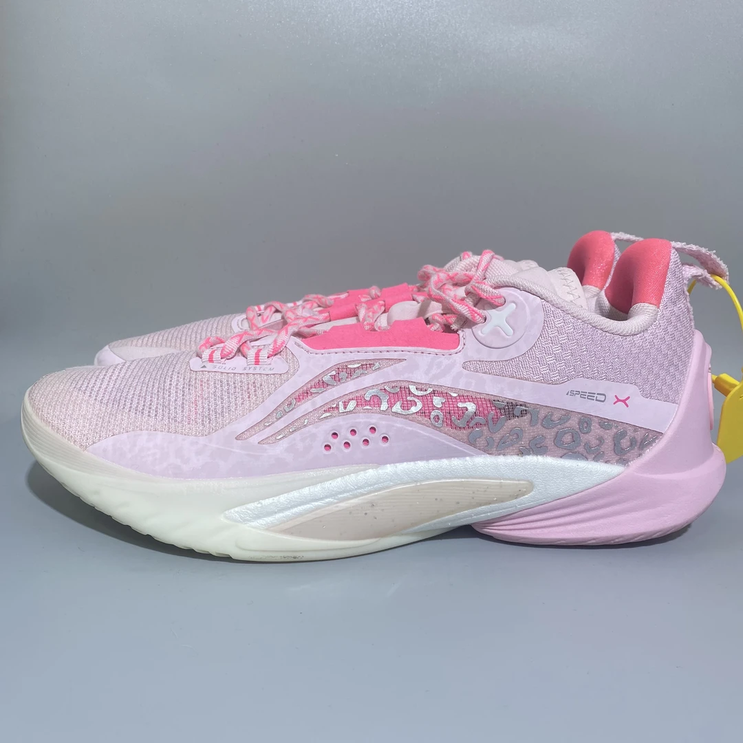 46码 95新 李宁 闪击10 䨻 粉色 低帮实战篮球鞋