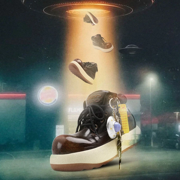 CATSOFA/猫与沙发 UFO系列丑萌大黄靴擦色做旧厚底短靴增高防滑