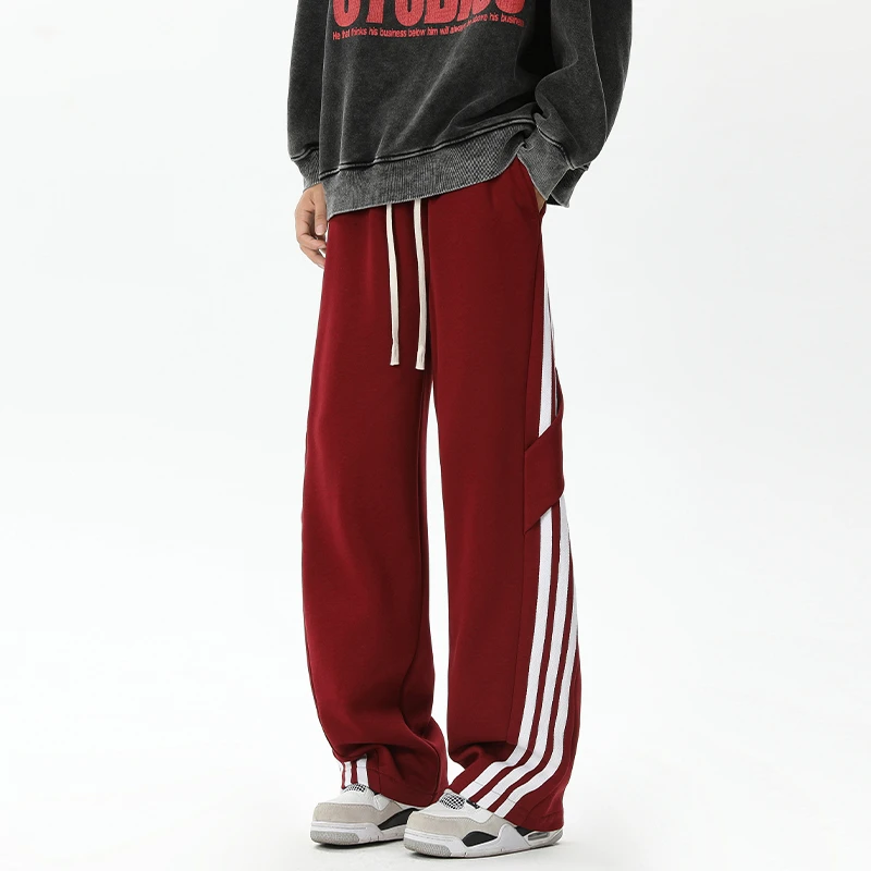 秋季新款无影墙大码美式三条杠卫裤