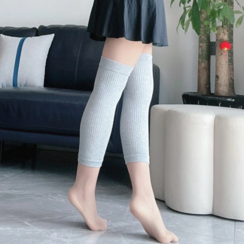 秋冬保暖护膝男女大码加宽四面弹丝棉质运动健身瑜伽护腿套中长款