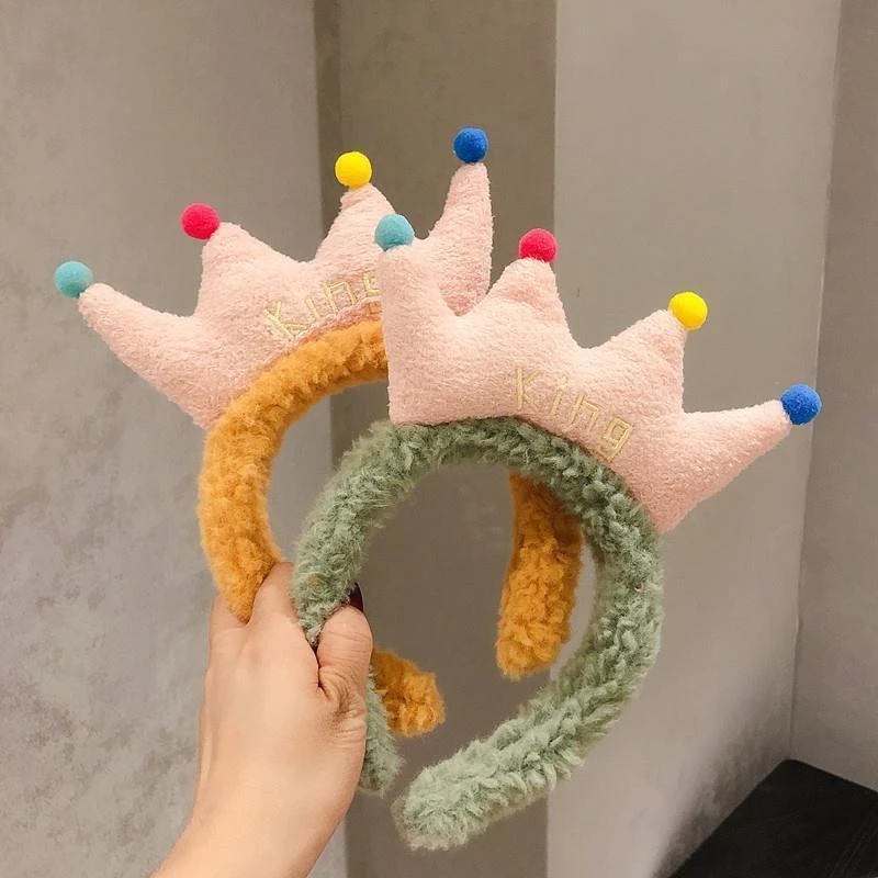 韩版新款皇冠发箍气质king女王可爱毛绒头箍搞怪发卡洗脸面膜发饰