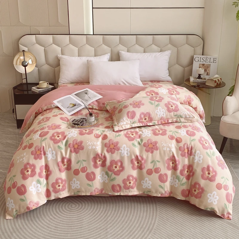 全棉单被套磨毛加厚床上用品轻奢双面印花被套双层简约纯棉被罩