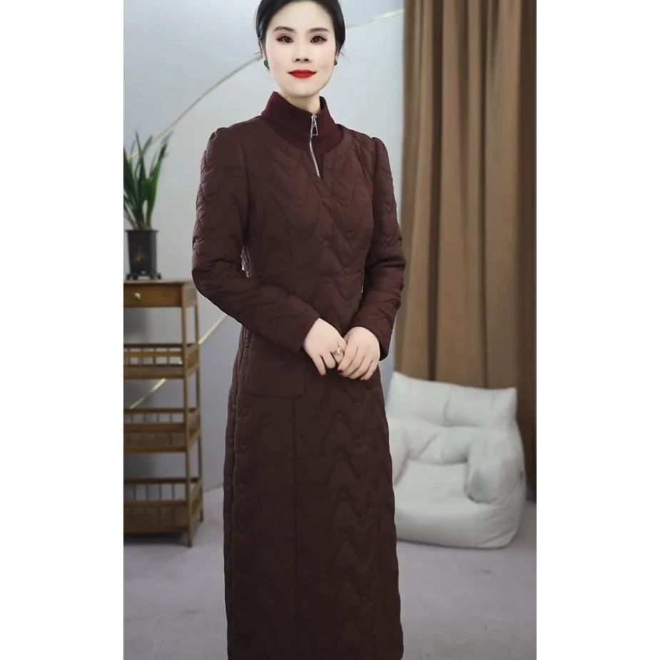 2618新款新中式妈妈装洋气时尚减龄修身遮肉显瘦连衣裙加厚秋冬款