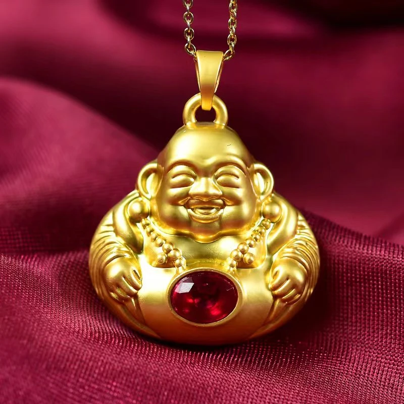 古法工艺红宝石大肚佛公吊坠*s183