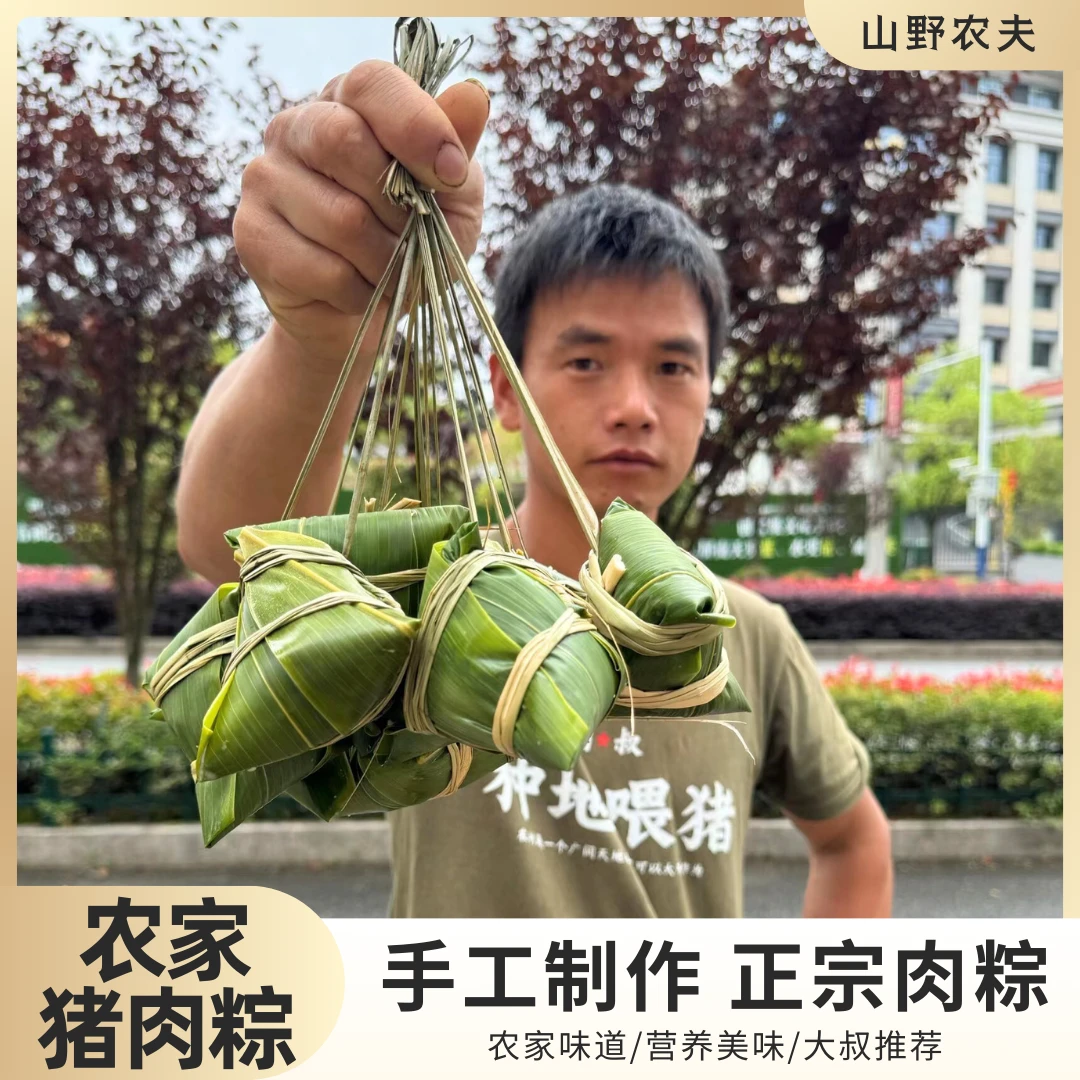 农家鲜肉粽子端午紫米白米粽子大叔家正宗土猪肉粽营养美味猪肉粽