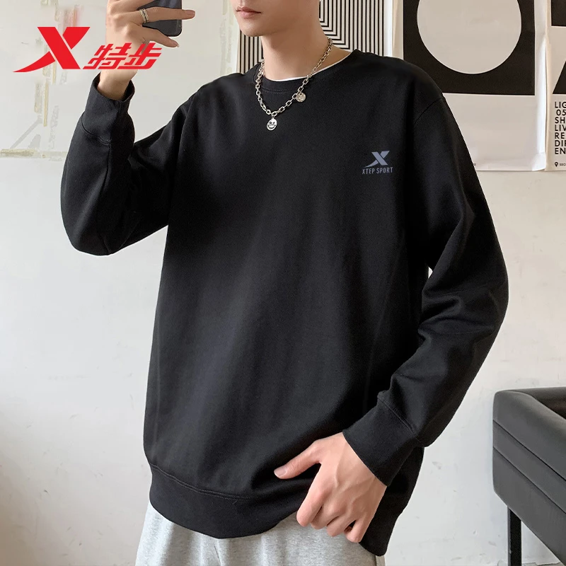 特步卫衣男2025冬季休闲圆领大码宽松长袖品牌秋冬百搭运动上衣女
