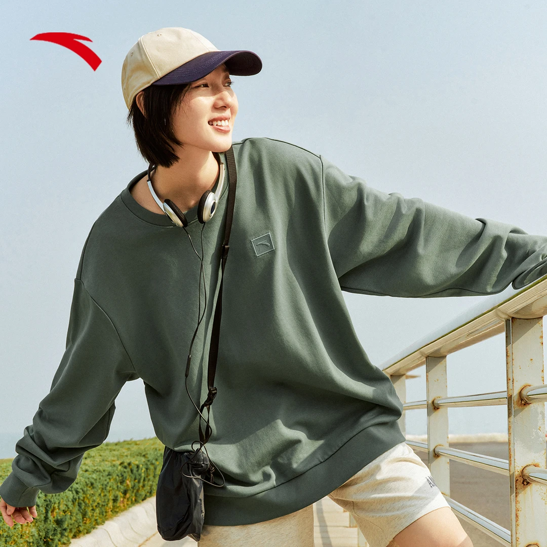 安踏易打理卫衣女款圆领休闲套头衫春季运动潮流上衣972438701